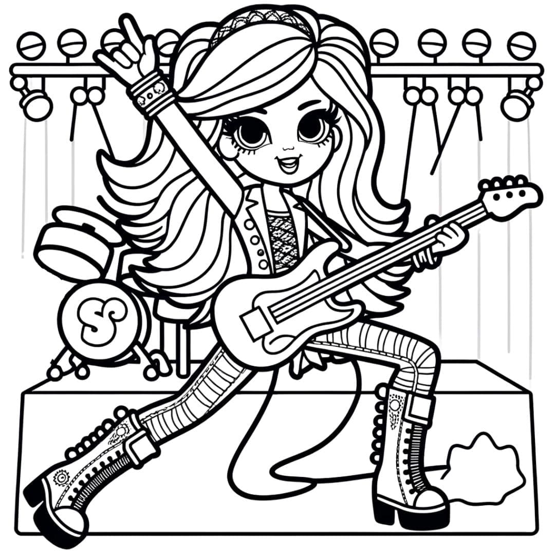 Barbie rock star à colorier