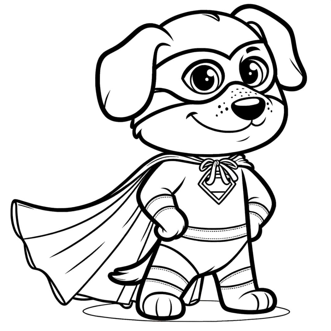 Dessin à colorier de chien super-héros pour enfants