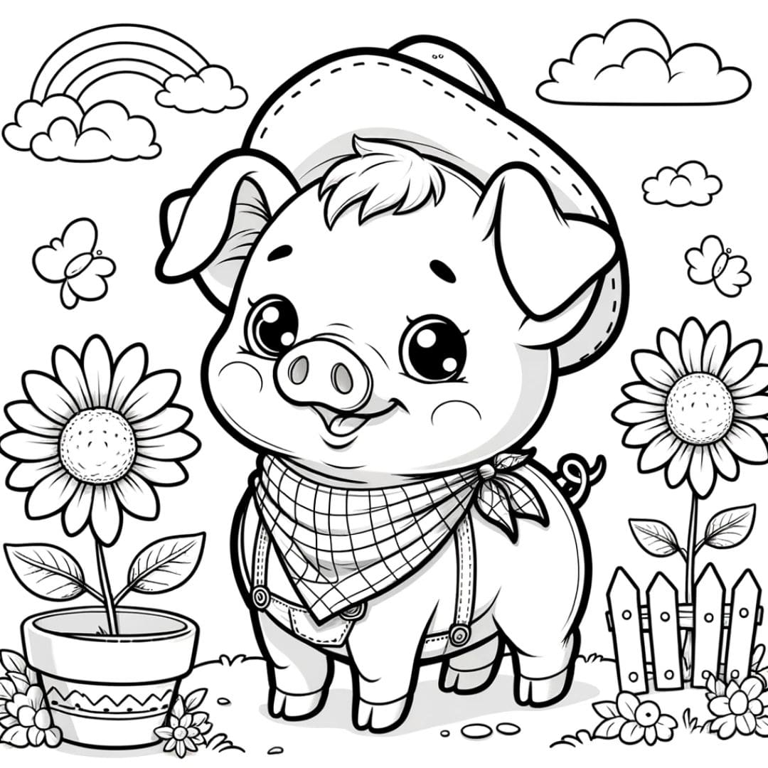 Cochon de ferme pour coloriage pour les enfants en maternelle