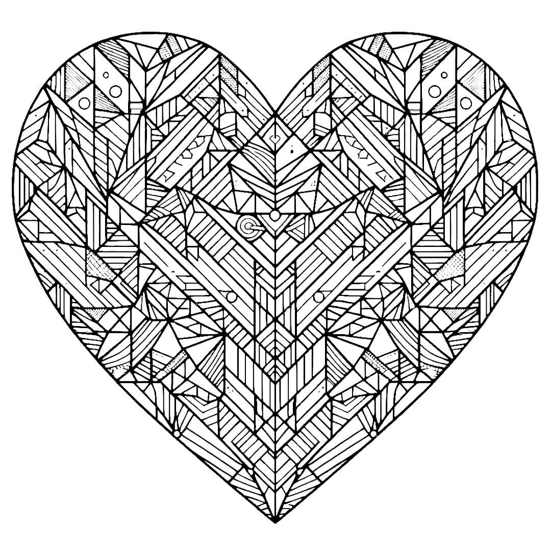 Cœur géométrique abstrait pour coloriage adulte