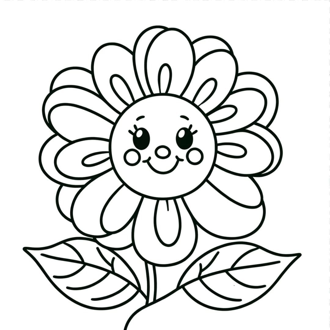 Dessin de fleur souriante à colorier pour enfants