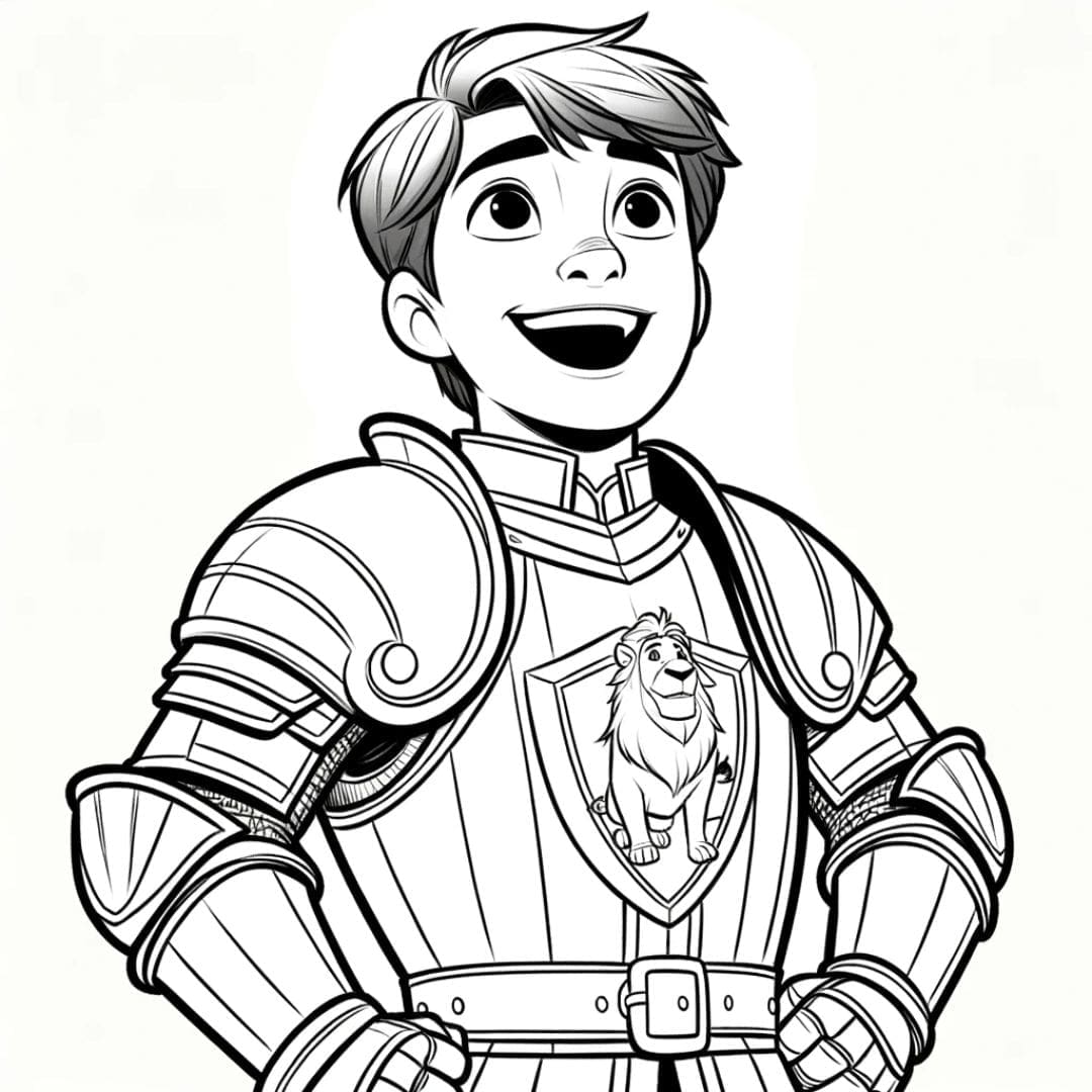 Dessin à colorier de jeune chevalier pour enfants