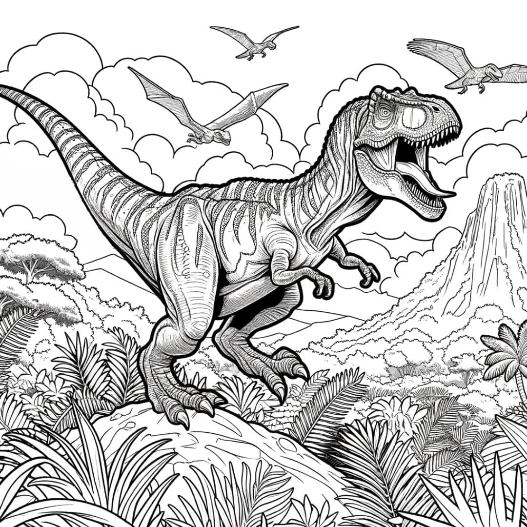 Scène de Jurassic World à colorier
