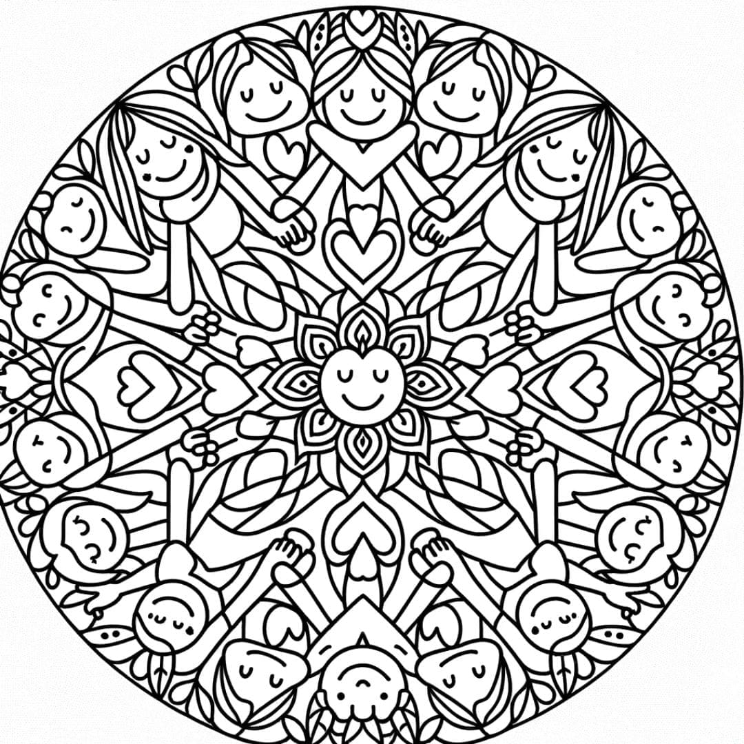 Dessin à colorier Mandala de l'amitié