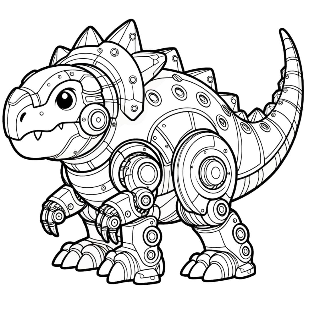 Dessin à colorier d'un robot Ankylosaurus
