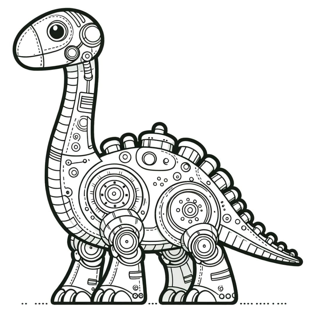 Dessin à colorier d'un robot Brachiosaurus
