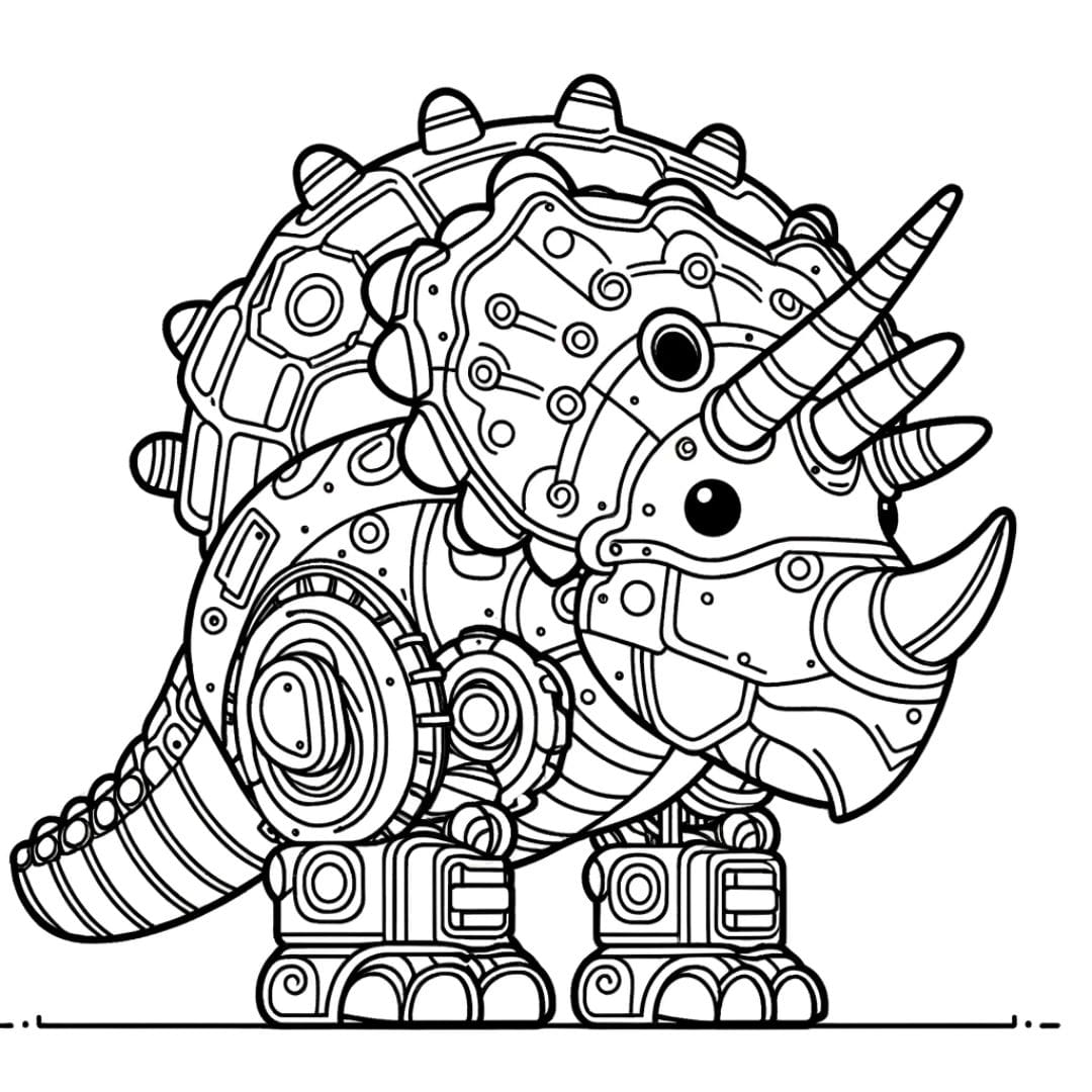 Dessin à colorier d'un robot Triceratops