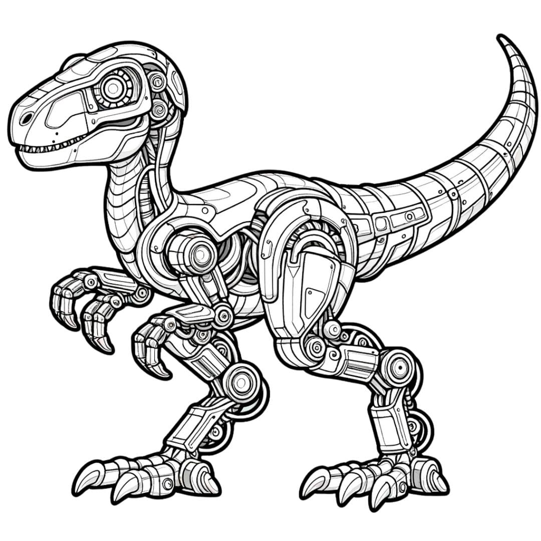 Dessin à colorier d'un robot Velociraptor