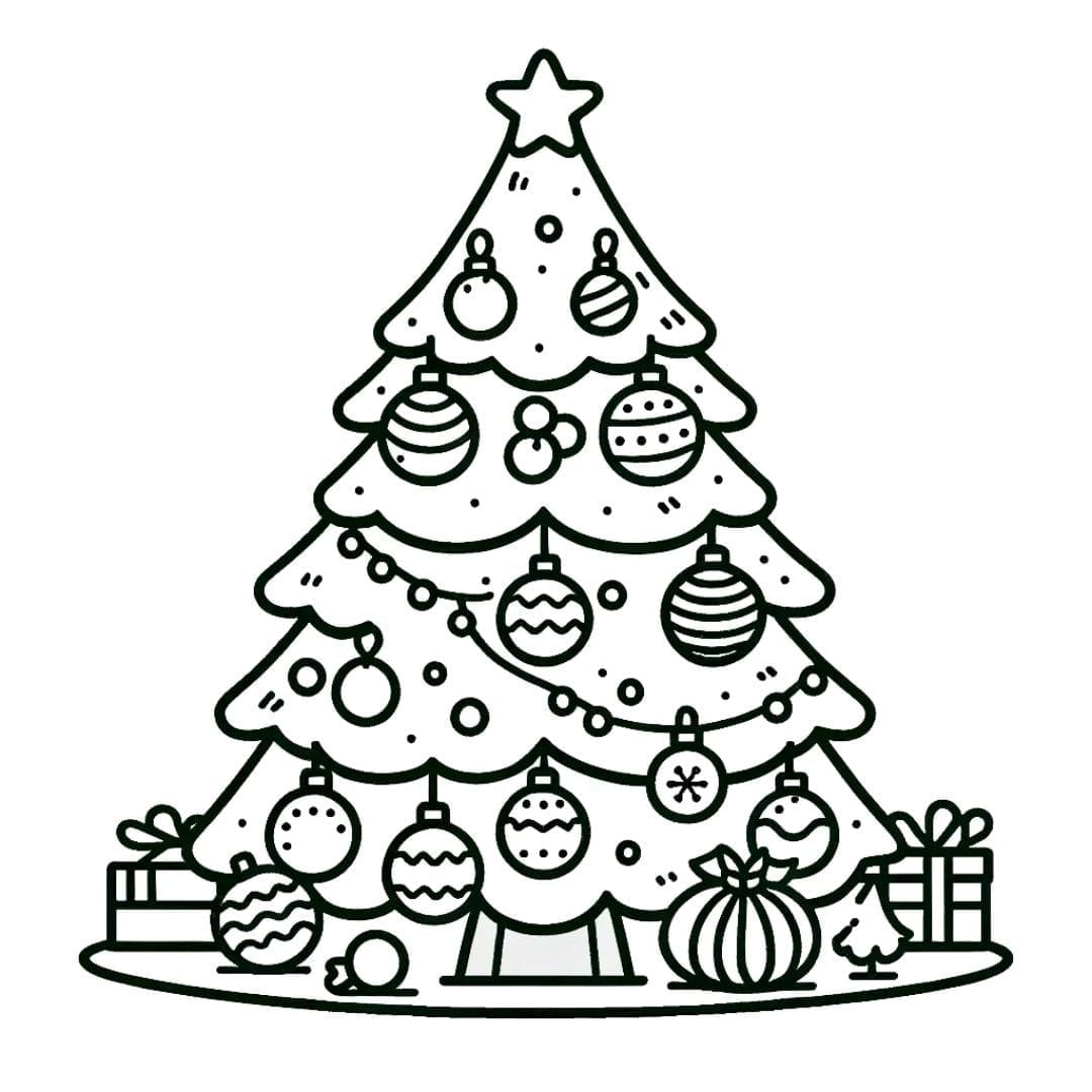 Sapin de Noël simple et facile à colorier pour enfants
