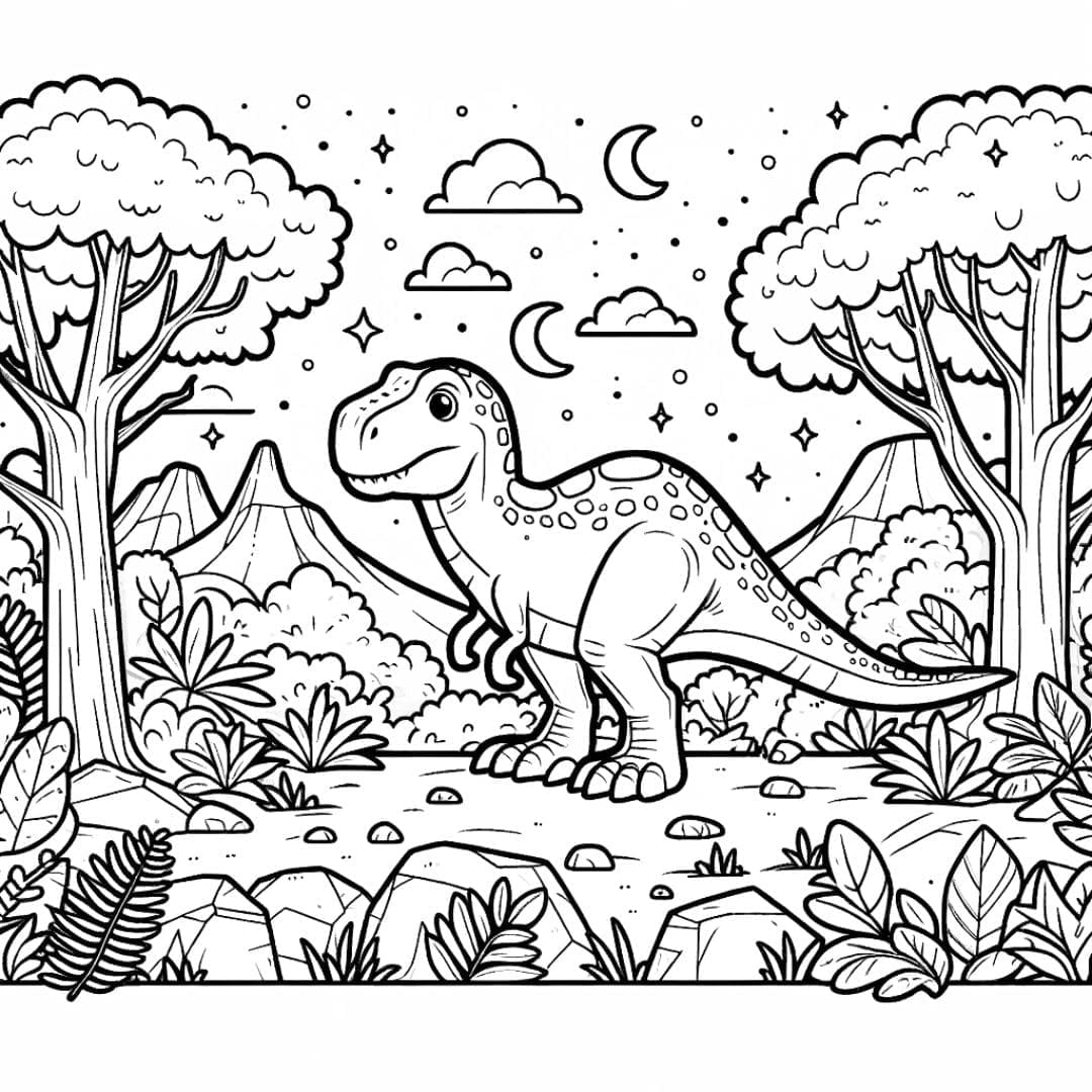 Dinosaure dans un paysage préhistorique