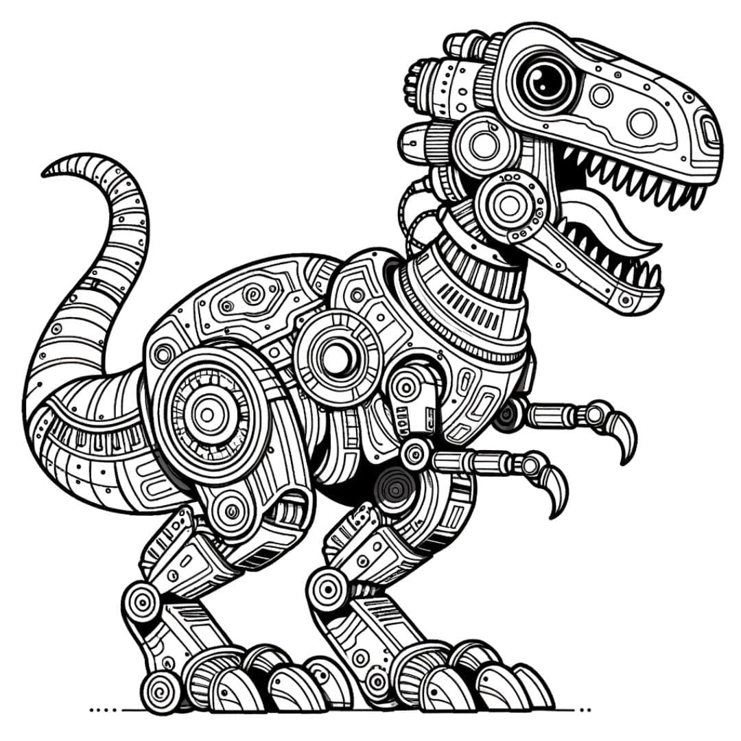 Dinosaure robotique à colorier