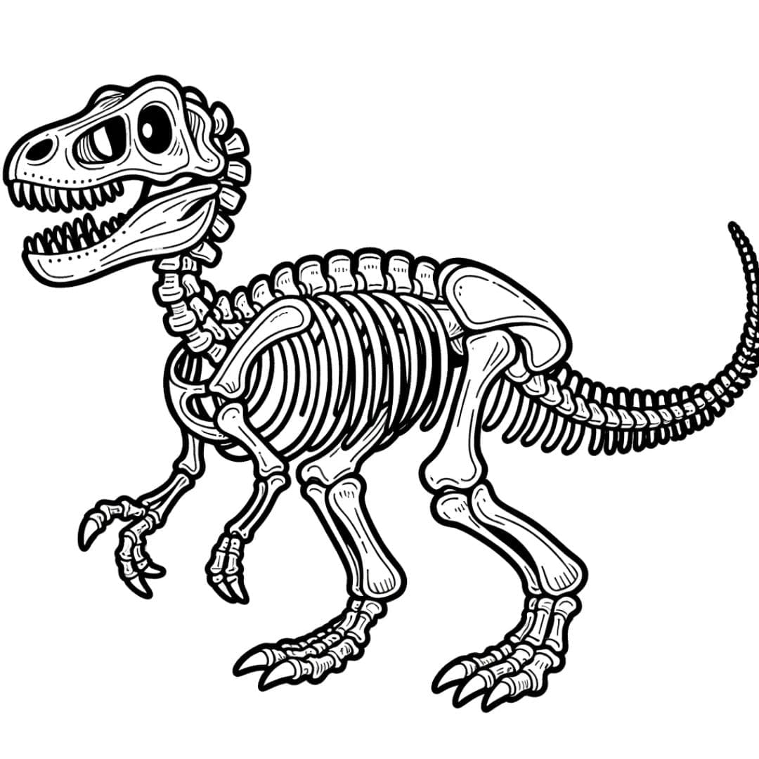 Squelette de dinosaure pour coloriage