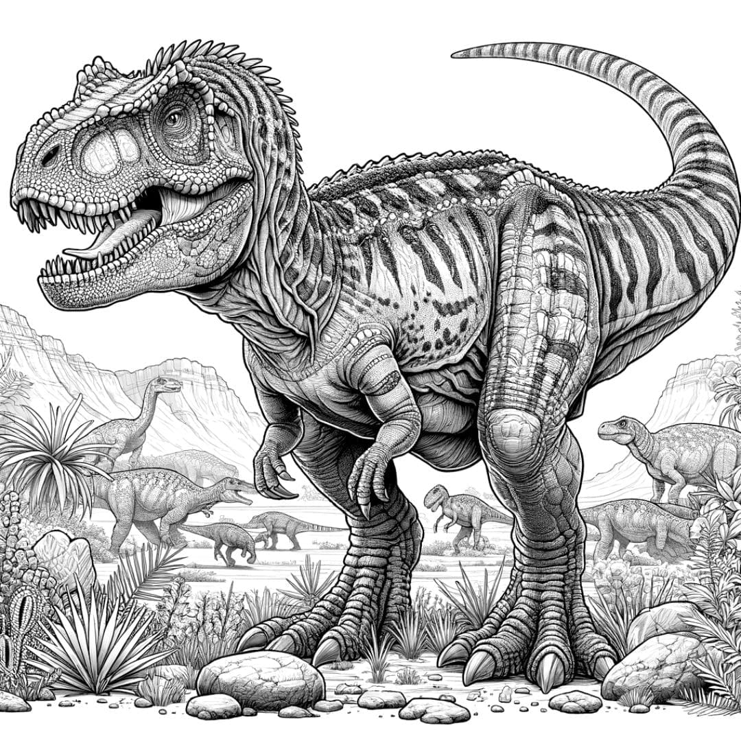 Coloriage complexe de dinosaure pour adultes