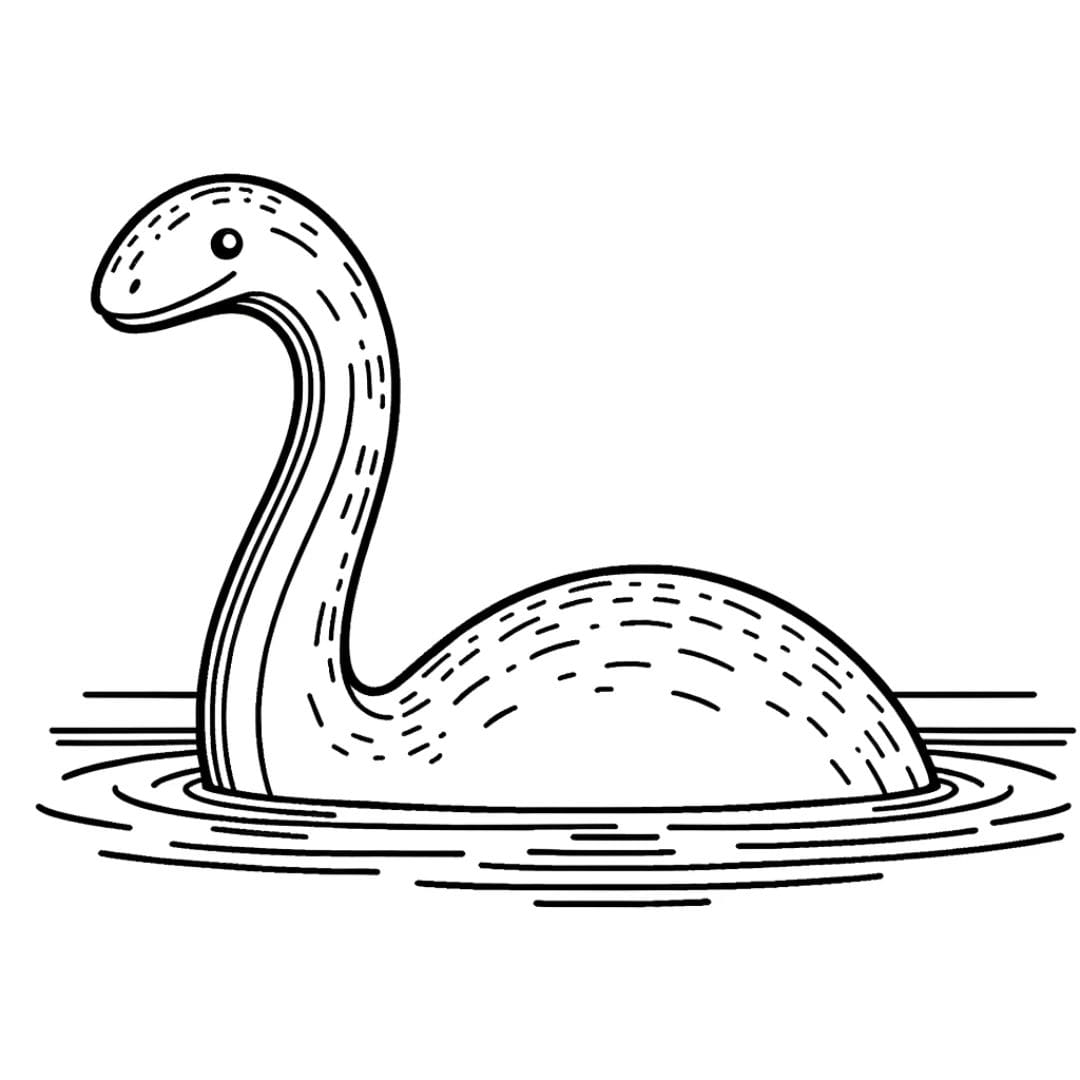Dessin à colorier de créature du Loch Ness pour enfants