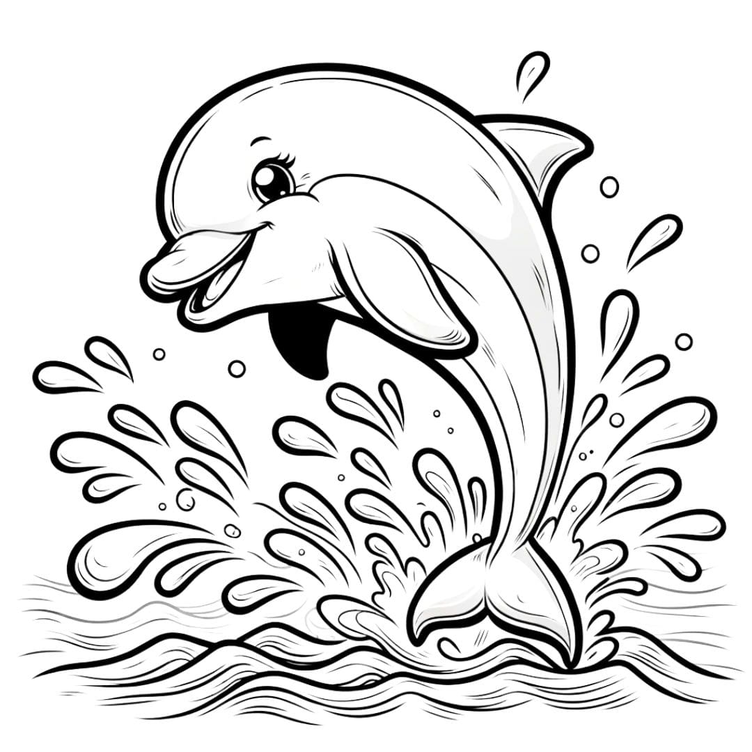 Coloriage d'un dauphin sautant hors de l'eau