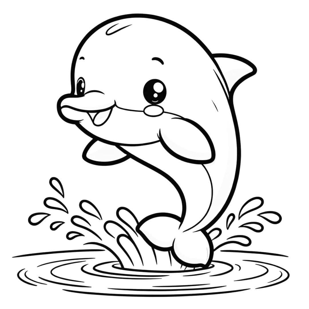 Coloriage d'un dauphin sautant hors de l'eau pour la maternelle