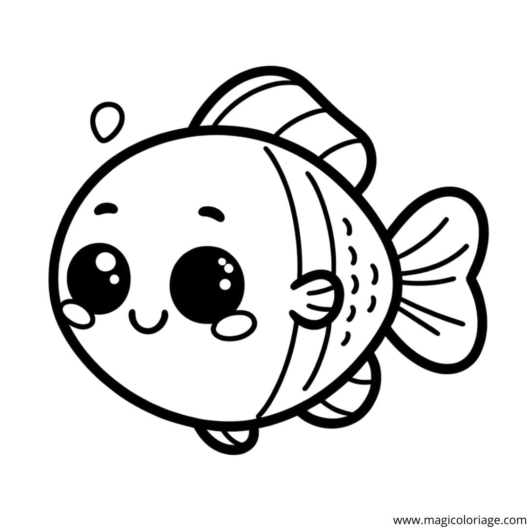 Petit poisson souriant à colorier