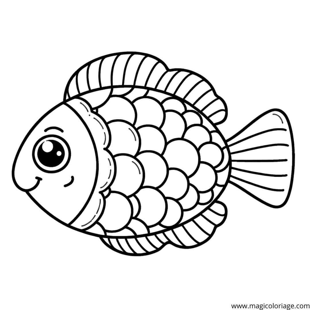 Petit poisson souriant à colorier