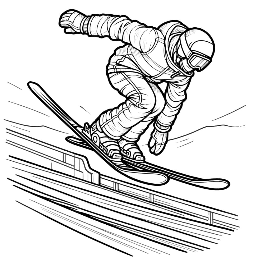 Skieur effectuant un saut sur une rampe