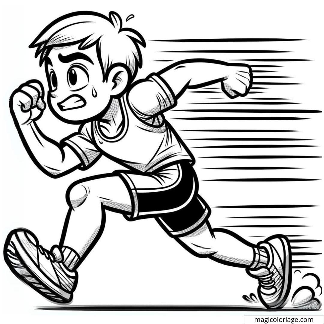 Coloriage d'un athlète en train de courir