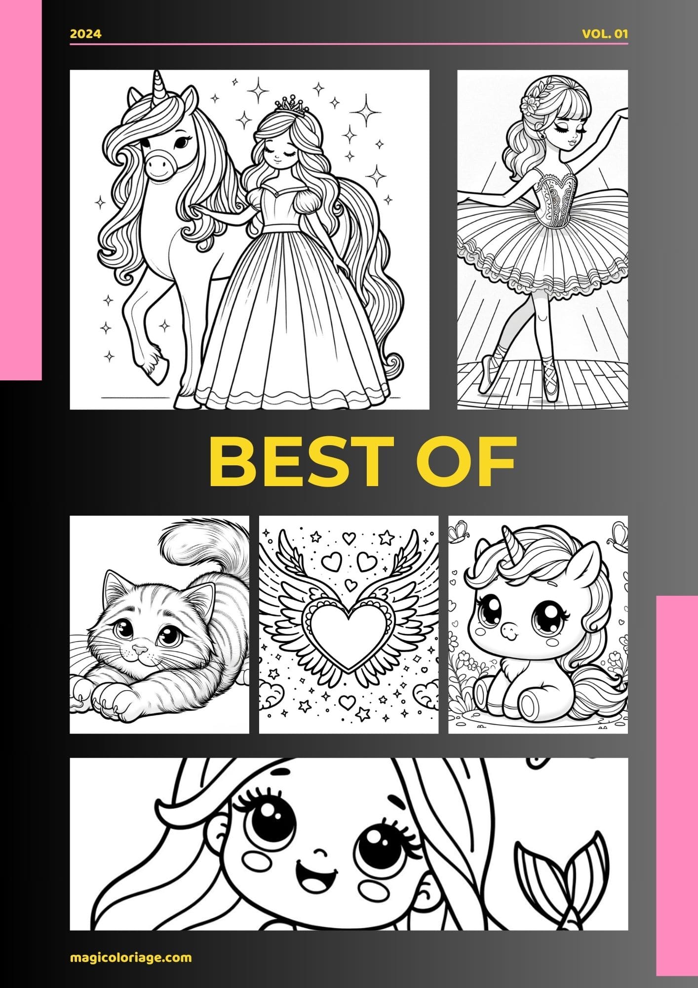 Cover of the Magicoloriage coloring book for girls - 30 exclusive designs