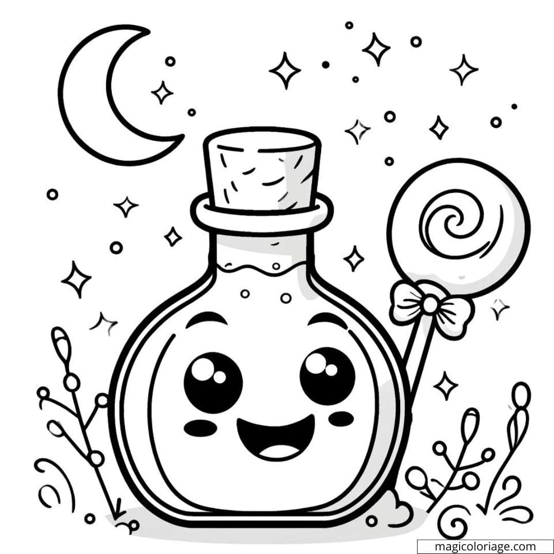 Halloween coloring of magic potion for kindergarten