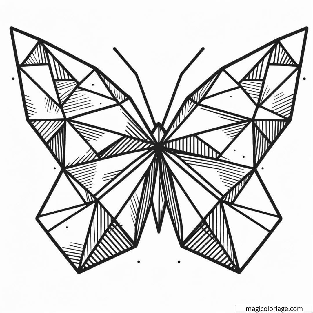 Papillon en origami à colorier.