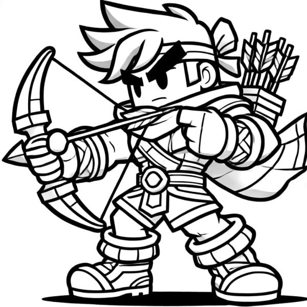 Coloring page Bo from Brawl Stars with his bow, to print.
