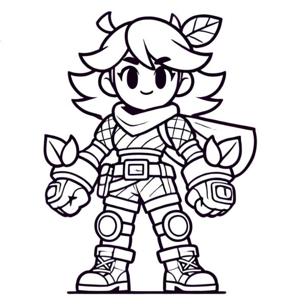 Printable coloring page of Rosa, botanist character from Brawl Stars.