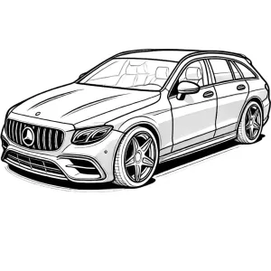 Coloriage à imprimer de voiture Mercedes-Benz, idéale pour les amateurs de voitures haut de gamme.