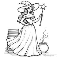 Coloriage De Belle En Sorci re Pour Halloween Imprimer