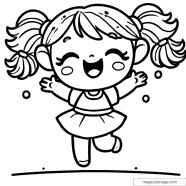 Coloriage Petite Fille Heureuse Coloriage Petite Fille Heureuse