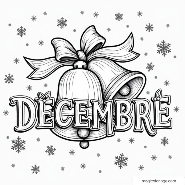Christmas bells with snow coloring page