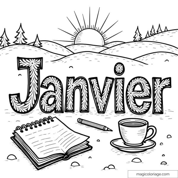 Coloring with the word "January"