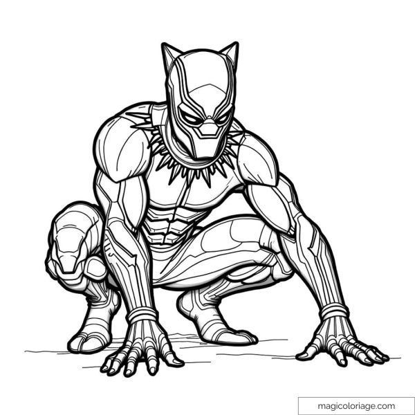 Black Panther coloring page in dynamic pose