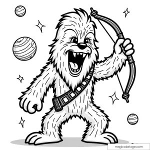 Coloriage Chewbacca avec arc