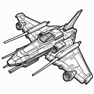 Un élégant avion spatial à colorier avec des détails futuristes.
