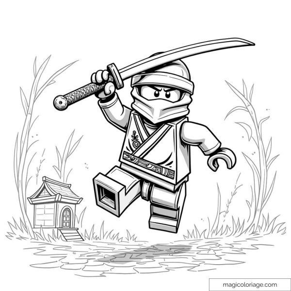LEGO ninja image in action with sword