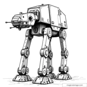Dessin de AT-AT Star Wars en noir et blanc à colorier.