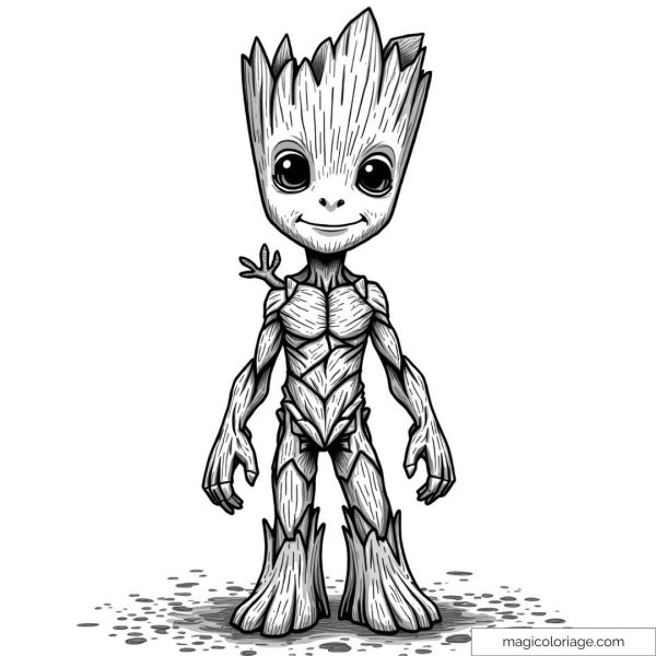 Smiling Baby Groot Coloring Page