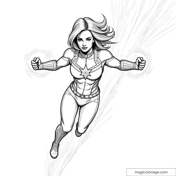 Captain Marvel Flying Coloring Page