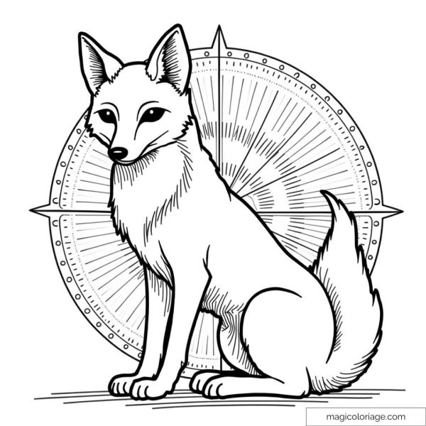 Coloring of a fox with geometric pattern