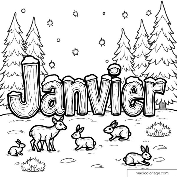 January illustration with snow