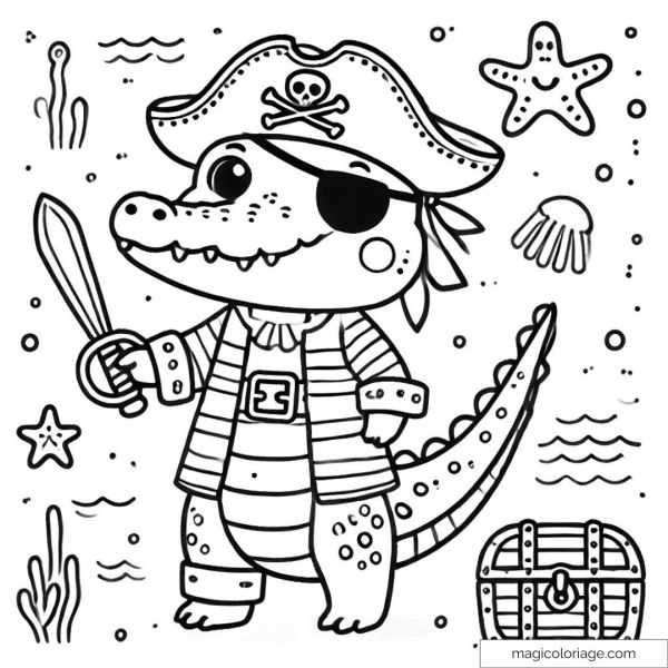 Pirate crocodile with sword