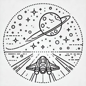 Un vaisseau spatial filant à travers l’espace avec des étoiles et une planète en arrière-plan.