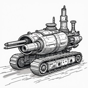 Un tank futuriste sur un fond minimaliste