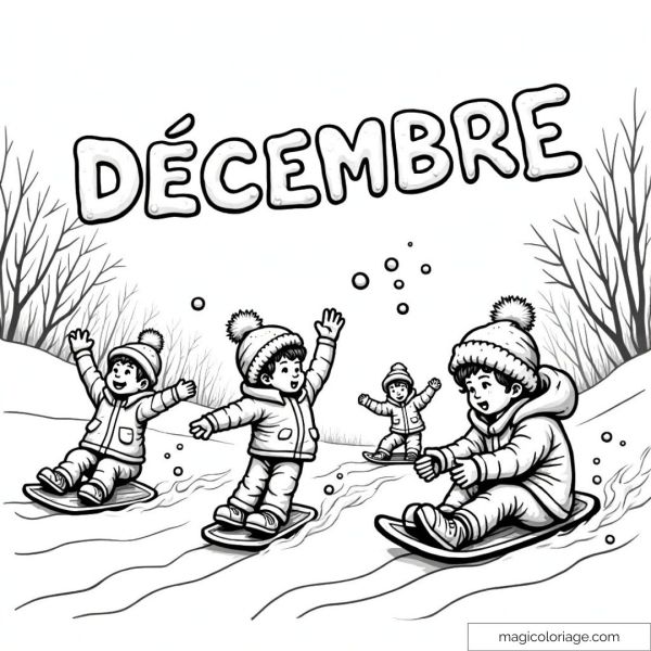 Children sledding in winter