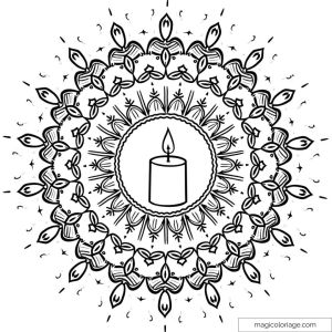 Soothing mandala with candle in center