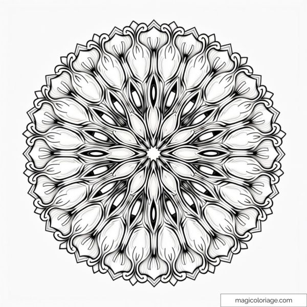 Detailed floral mandala with symmetrical patterns