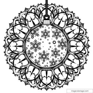 Drawing of a Christmas ball with intricate patterns to color.